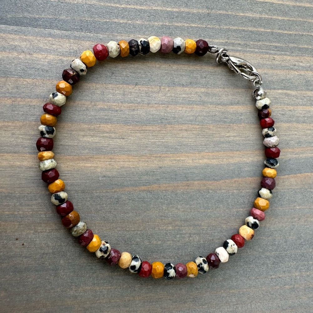 Natural gemstone - Jasper bracelet - 3mm faceted beads - 8in